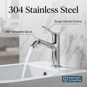 Robinet Mitigeur de Bidet Monotrou Monotempérature en Acier Inoxydable 304 Sans Plomb Kemen pour Salle de Bain, Eau Chaude et Froide, Idéal Hôtels - Product Image 1
