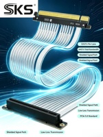 Kabel Riser PCIe5.0 X16 Male Female 30AWG Tembaga Berlapis Perak 85Ohm Frekuensi Tinggi Fleksibel Vertikal GPU Komputer Logo Kustom