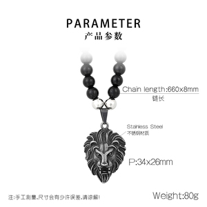 KALEN 660mm 남자 복고풍 스테인레스 스틸 페르시 목걸이 생생한 사자 머리 펜던트 - Product Image 2