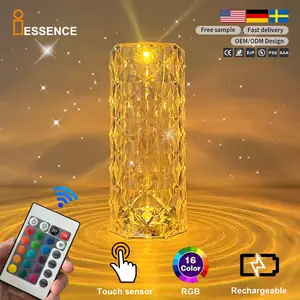 Rose Table Lamp Transparent Diamond Table Lamp Led Crystal Desk Lamp Bedside Modern Decorative