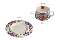 Ensemble tasse et soucoupe en céramique et porcelaine, motif hortensia, style peinture à l'huile vintage, coffret cadeau de luxe pour le thé de l'après-midi, souvenir élégant