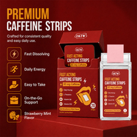 Bandes orales à action rapide OKTW à la caféine, vitamines B6 et B12, favorisant la vigilance et la concentration, saveur fraise menthe, en stock
