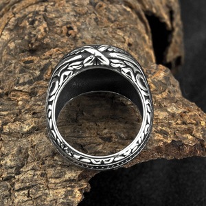 yunnique Men's <b>Titanium</b> Steel <b>Ring</b> Viking Triangle Symbol Geometric Hip Hop Style Gift Jewelry - Product Image 3