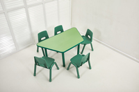 Ensemble table et chaise d'étude réglables en hauteur en plastique pour la maternelle, design incurvé, épaissi, sûr et écologique