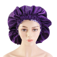 Bonnet de Douche en Soie Satinée Double Couche Réglable pour Femme, à Large Bord, pour Soin des Cheveux Bouclés et Sommeil