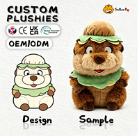 Peluche Mascotte Marmot Burger Personnalisée, Certifiée Sécurité, Tissu Recyclé, Super Douce et Moelleuse, Cadeaux pour Événements - Vente Flash