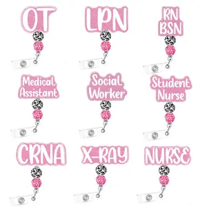 New Trends Custom Personalized Sprinkles Acrylic OT RN Nurse Badge Reel Holder Badge Buddy ID Card Holder Nurse Accessory