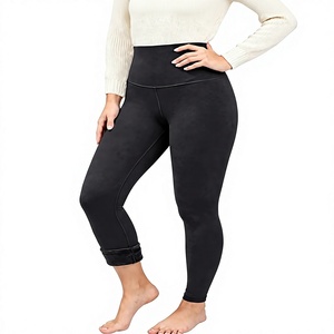 Leggings noirs taille haute pour femme, coupe slim, tricotés 100% coton, hiver, décontractés, couleur unie, respirants, coupe courte, vintage, thermiques - Product Image 1