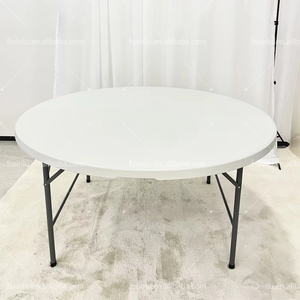 <strong>White</strong> Round Plastic Foldable Wedding Banquet <strong>Table</strong> Dining Hotel Park <strong>Hall</strong> Farmhouse Mall Events Folding <strong>Tables</strong> and Chairs - Product Image 1