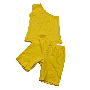 Conjunto de Ropa de Verano 2022 para Niñas Pequeñas, Camiseta de Un Hombro, Pantalones Cortos de Ciclista, 2 Piezas, Ropa de Boutique Infantil - Product Image 3