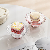 Ventes directes de mode Style dentelle de verre haut-pied gâteau Dessert petit déjeuner fruits Snack Dessert assiette à manger