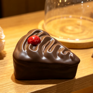 Gâteau au chocolat en tranches de 4,1 pouces, fausse cerise et fraise, accessoire de présentation de dessert, décoration alimentaire, artisanat DIY, alimentation artificielle à rebond lent - Product Image 4