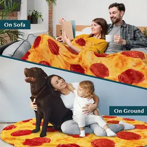 Hot Sell Custom Flannel Double Sided Shape Dog Blanket Fleece Adult Burrito Tortilla Pizza Blanket