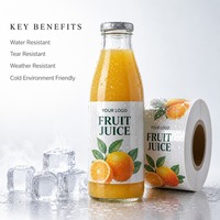 Étiquettes personnalisées pour bouteilles de jus de fruits, autocollants en papier synthétique imperméables, laminage, OEM, ODM