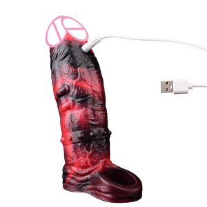 NNSX Neuer Dildo-Kondom mit Vibrationsfunktion Sexspielzeug, Effektive Penisvergrößerung Flüssiges Silikon Weicher Dildo Leder-Kondom - Product Image 2