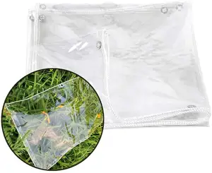 重型透明透明PVC防水布带孔眼的防水布，带孔眼，便于植物温室屋顶折叠