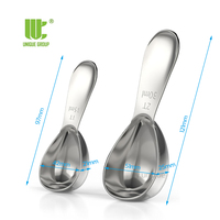 Logo personnalisé, cuillère à espresso et cuillère doseuse classique en acier inoxydable 304, manche court, 15 ml/1T et 30 ml/2T, pour poudre de thé, cadeaux d'affaires