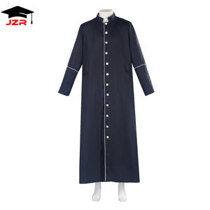 Robe <span class=keywords><strong>de</strong></span> <span class=keywords><strong>prêtre</strong></span> noire avec détails dorés, style robe <span class=keywords><strong>de</strong></span> chœur d'église - Product Image 1