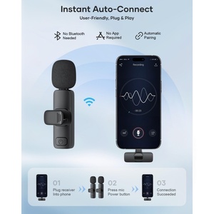 ไมโครโฟนไร้สายแบบหนีบปกเสื้อขนาดเล็ก ชนิด Type C USB สำหรับมือถือ - Product Image 2