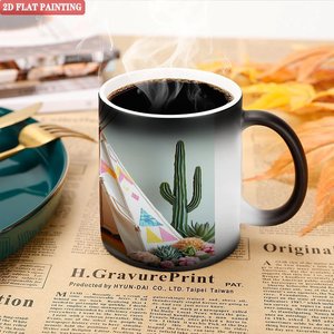 Mug souvenir pour invités de mariage, noir givré, 11 oz, céramique, tasse changeante de couleur activée par la chaleur - Product Image 5