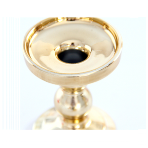 Piccolo oro balaustra stelo uragano supporto di candela di vetro - Product Image 2