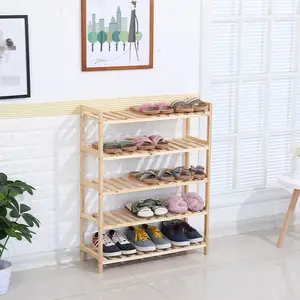 Rts Product Wooden 4Tiers Shoe Racks Shoe Storage Cabinet