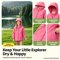 Großhandel Hochwertige Polyester Maßgefertigte Kinder-Regenjacke Wasserdicht mit Aufdruck für Mädchen Reisen Touren Outdoor Regenmantel