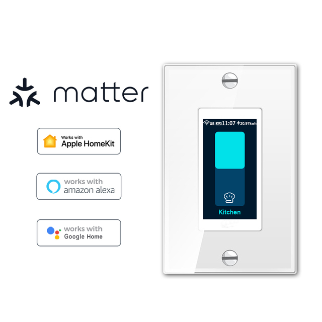 Matter Smart Home LCD Smart Switch with radar Human Sensing Function 1Gang Light Switch US Standard Compatible Alexa Google Siri