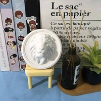 Moule en silicone pour décorations murales en béton apparent, tête de lion, cadre photo, moule suspendu, plâtre, tête de lion ronde