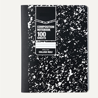 Cahier à composition personnalisable, ligné, 100 feuilles, 9,75" x 7,5", noir marbré, couverture robuste