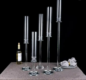 Centro de Mesa Moderno de Cristal Plateado, Elegante Portavelas para Fiestas con Soporte para Flores y Frascos de Linterna para Bodas - Product Image 3