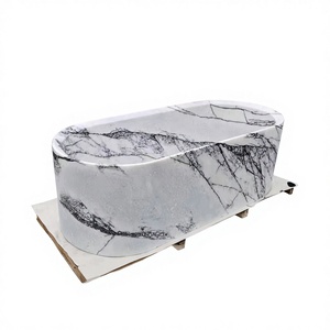 Bañera de Mármol Calacatta Dolomita Moderna de Fábrica TMZ, Acabado Pulido Brillante para Baños de Hotel de Lujo, Tamaño Personalizable - Product Image 1