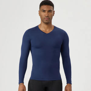 Hochwertige Herren Basketball Sportswear Schnellt rocknend Atmungsaktiv Enge V-Ausschnitt Langarm Benutzer definiertes Logo Fitness Plus Size - Product Image 4