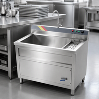 Commerciële groentewasmachine van roestvrij staal, fruit- en groentewasser voor gebruik in restaurants, kantines en keukens