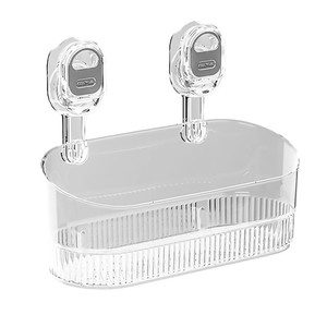 Étagère de rangement murale en plastique à un niveau, style luxe léger, sans perçage, avec <span class=keywords><strong>ventouse</strong></span> technique par injection pour cuisine et salle de bain - Product Image 1
