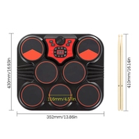 Tambour électronique de table alimenté par USB/batterie 7 pads ensemble de batterie portable avec haut-parleurs intégrés batterie au lithium rechargeable