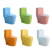 Cuvette de toilette moderne en céramique monobloc de couleur bleue pour bébé enfant WC allongé siphon en S pour usage domestique Fabrication chinoise
