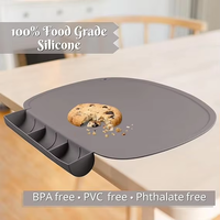 Set de table rond en silicone avec pochette anti-dérapante pour attraper les restes, idéal pour les restaurants, la maison et les voyages (Sauge)