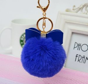 LLavero de piel esponjosa con pompón para mujer y niña, de piel sintética Pompón, lazo de diamantes de imitación, pompón de bola de <span class=keywords><strong>pelo</strong></span> con lazo, venta al por mayor - Product Image 4