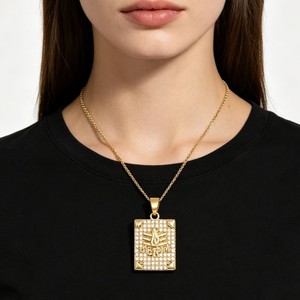 Collier personnalisé avec micro-incrustations de zircone colorée, design tendance, luxe léger, motif trident et icône sainte, très populaire - Product Image 1