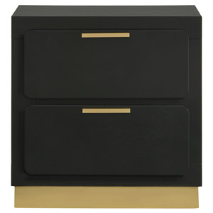 Sophia Black 2-<b>drawer</b> Nightstand Modern Bedroom <b>Storage</b> Cabinet Organizer - Product Image 4