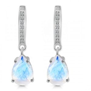 Boucles d'oreilles pendantes en pierre de lune bleue personnalisées, commande en gros pour les grossistes et les expéditeurs, service OEM avec logo gratuit, argent plaqué vintage, anniversaire - Product Image 2