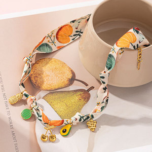 Collares de moda de verano al por mayor, de acero inoxidable 316L, chapados en oro PVD de 14k y 18k, con diseño de pañuelo hawaiano colorido para mujer - Product Image 4