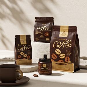 Bolsas de granos de café Barrie de humedad compuesta con válvula, corbata de estaño, cremallera, fuelle lateral, cierre de cremallera, bolsa de café frustrada de fondo plano - Product Image 2