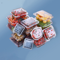 Boîte d'emballage à clapet transparente de qualité alimentaire personnalisée PET blister légumes pomme raisin conteneur à fruits en plastique