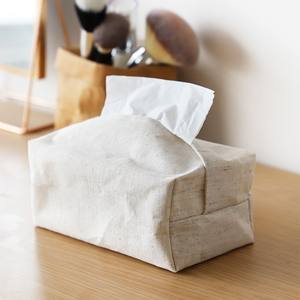 Caja de pañuelos de lino y algodón simple, color blanco natural, cubierta multiusos para escritorio con función para colgar, para uso en el hogar, la oficina o el coche. - Product Image 2