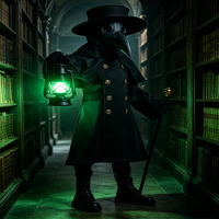 Costume de Médecin de la Peste pour Halloween, Tenue de Cosplay pour Hommes avec Masque en Forme de Bec d'Oiseau