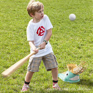 Jouet de baseball pour enfants en forme de baleine, avec lanceur au pied, pour jeux intérieurs et extérieurs, en plastique PP - Product Image 2