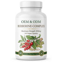 Capsules de berbérine OEM, extrait d'herbes de berbérine, capsules de chlorhydrate de berbérine, haute qualité, 500 mg, 1000 mg, compléments naturels