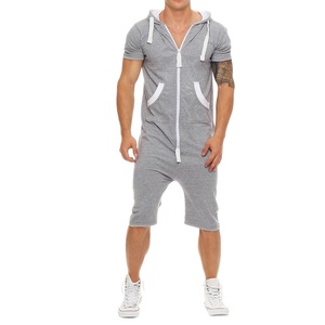 PIHA SPORTS Men's One-Piece Jumpsuits Short Sleeve <b>Cargo</b> <b>Pants</b> 2 in 1 Design Spandex/Polyester Summer <b>Work</b> Fashion New - Product Image 1